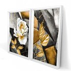 Quadro Com Moldura Chanfrada Abstrato Rosa Dourada