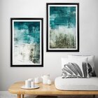 Quadro Com Moldura Chanfrada Abstrato Turquesa