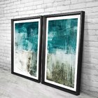 Quadro Com Moldura Chanfrada Abstrato Turquesa