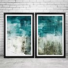 Quadro Com Moldura Chanfrada Abstrato Turquesa