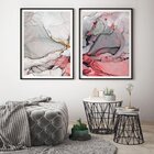 Quadro Com Moldura Chanfrada Abstrato Vermelho