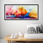 Quadro Com Moldura Chanfrada Arvores Coloridas