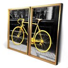 Quadro Com Moldura Chanfrada Bicicleta Amarela