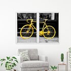 Quadro Com Moldura Chanfrada Bicicleta Amarela