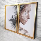 Quadro Com Moldura Chanfrada Efeito Árvore Mulher