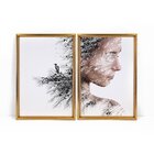 Quadro Com Moldura Chanfrada Efeito Árvore Mulher