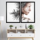 Quadro Com Moldura Chanfrada Efeito Árvore Mulher