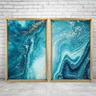 Quadro Com Moldura Chanfrada Elemental Azul
