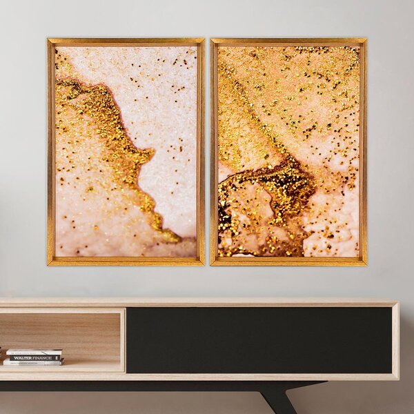 Quadro Com Moldura Chanfrada Espuma De Ouro