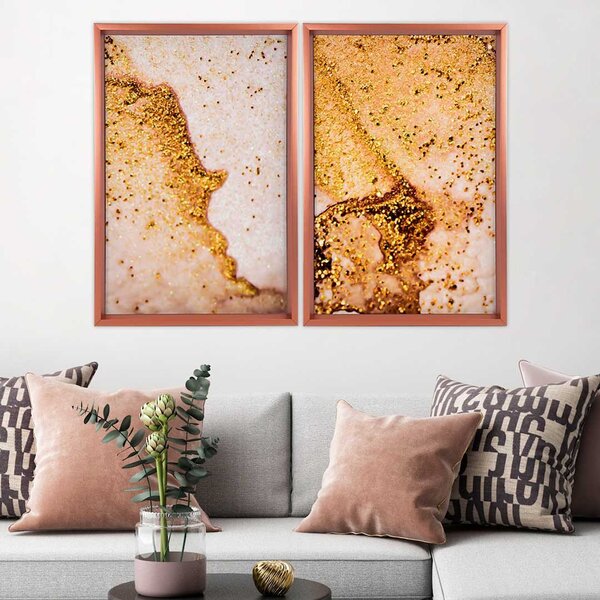 Quadro Com Moldura Chanfrada Espuma De Ouro