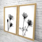 Quadro Com Moldura Chanfrada Flores Preto E Branco