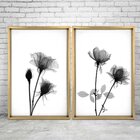 Quadro Com Moldura Chanfrada Flores Preto E Branco