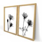 Quadro Com Moldura Chanfrada Flores Preto E Branco