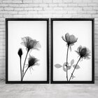 Quadro Com Moldura Chanfrada Flores Preto E Branco
