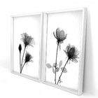Quadro Com Moldura Chanfrada Flores Preto E Branco