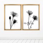 Quadro Com Moldura Chanfrada Flores Preto E Branco