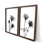 Quadro Com Moldura Chanfrada Flores Preto E Branco