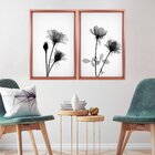 Quadro Com Moldura Chanfrada Flores Preto E Branco