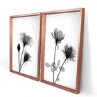 Quadro Com Moldura Chanfrada Flores Preto E Branco