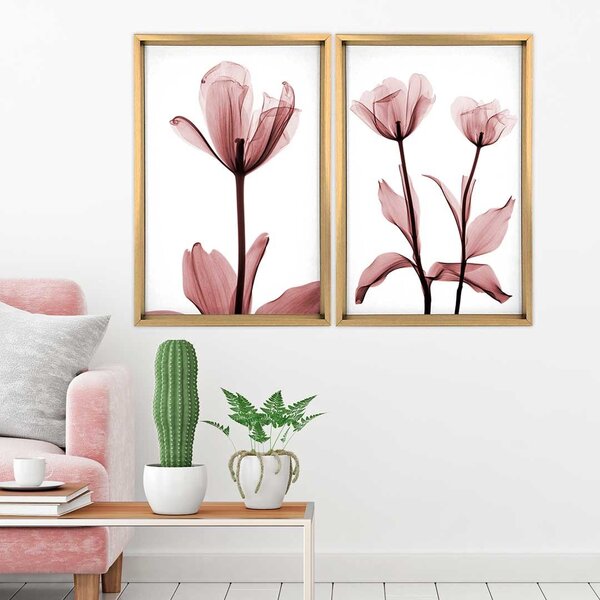 Quadro Com Moldura Chanfrada Flores Rose