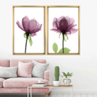 Quadro Com Moldura Chanfrada Flores Roxas