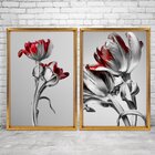 Quadro Com Moldura Chanfrada Flores Vermelhas