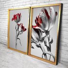 Quadro Com Moldura Chanfrada Flores Vermelhas