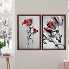 Quadro Com Moldura Chanfrada Flores Vermelhas