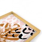 Quadro Com Moldura Chanfrada Folhas Rosa