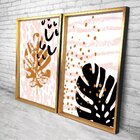 Quadro Com Moldura Chanfrada Folhas Rosa