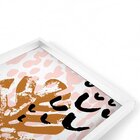 Quadro Com Moldura Chanfrada Folhas Rosa