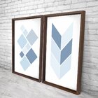 Quadro Com Moldura Chanfrada Geométrico Azul