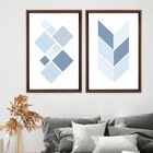 Quadro Com Moldura Chanfrada Geométrico Azul