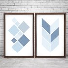 Quadro Com Moldura Chanfrada Geométrico Azul