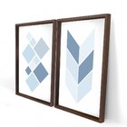 Quadro Com Moldura Chanfrada Geométrico Azul