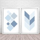 Quadro Com Moldura Chanfrada Geométrico Azul