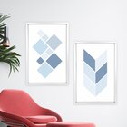 Quadro Com Moldura Chanfrada Geométrico Azul