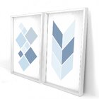 Quadro Com Moldura Chanfrada Geométrico Azul