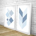 Quadro Com Moldura Chanfrada Geométrico Azul