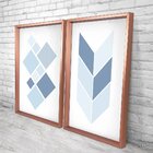 Quadro Com Moldura Chanfrada Geométrico Azul