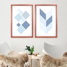 Quadro Com Moldura Chanfrada Geométrico Azul