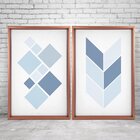 Quadro Com Moldura Chanfrada Geométrico Azul