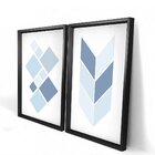 Quadro Com Moldura Chanfrada Geométrico Azul