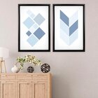 Quadro Com Moldura Chanfrada Geométrico Azul