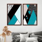 Quadro Com Moldura Chanfrada Geométricos Azul