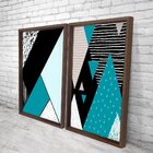 Quadro Com Moldura Chanfrada Geométricos Azul