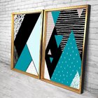 Quadro Com Moldura Chanfrada Geométricos Azul