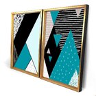 Quadro Com Moldura Chanfrada Geométricos Azul