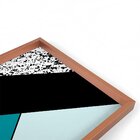 Quadro Com Moldura Chanfrada Geométricos Azul