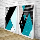 Quadro Com Moldura Chanfrada Geométricos Azul